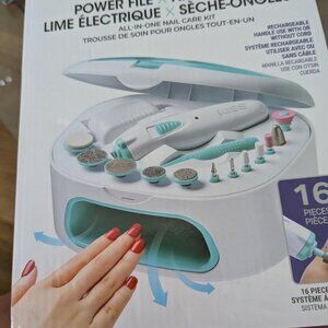 Kiss Power File x Nail Dryer All in One Care Kit Shape Clean Attachment 16 Piece
